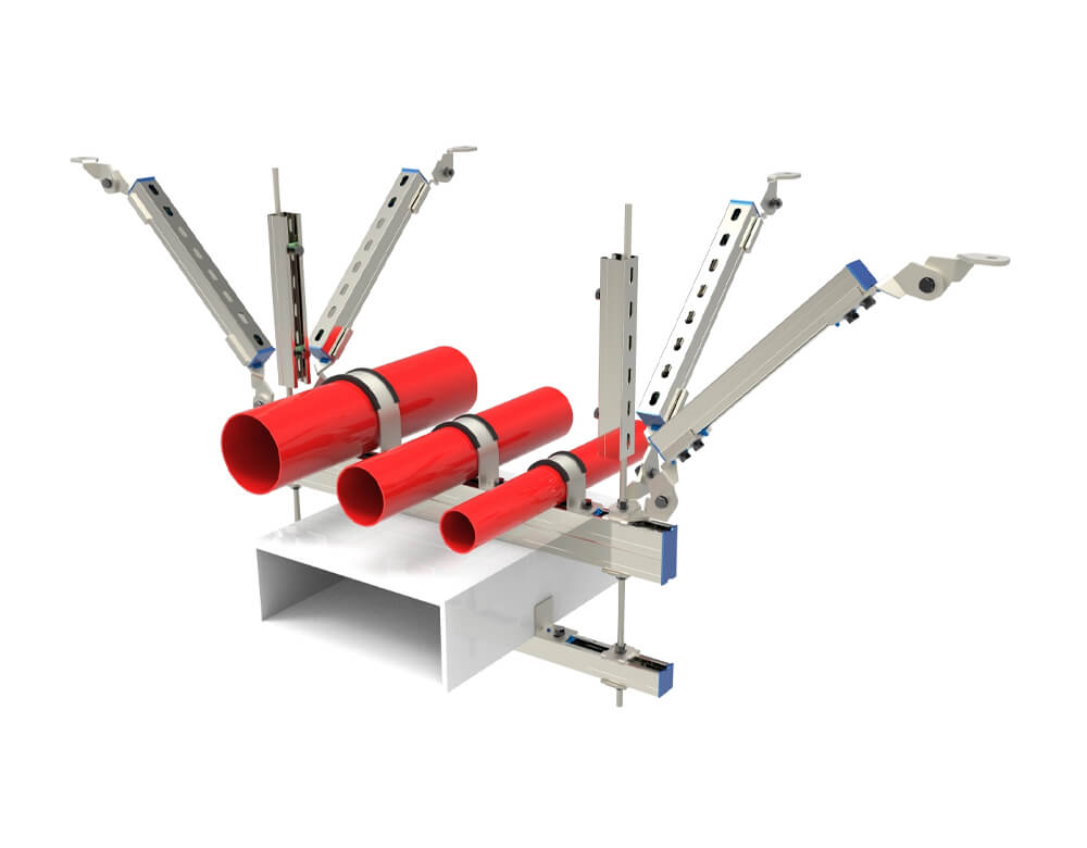 多管侧纵向组合抗震支吊架
